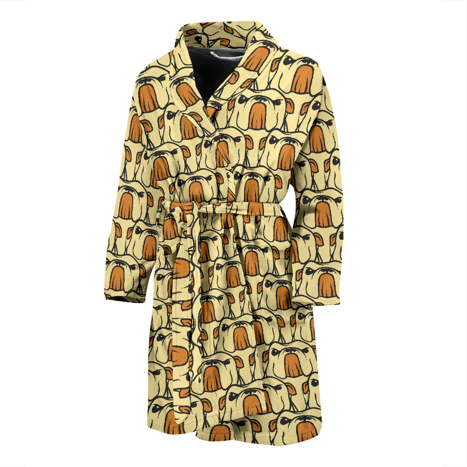 English Bulldog Pattern Print Design 02 Men's Bathrobe
