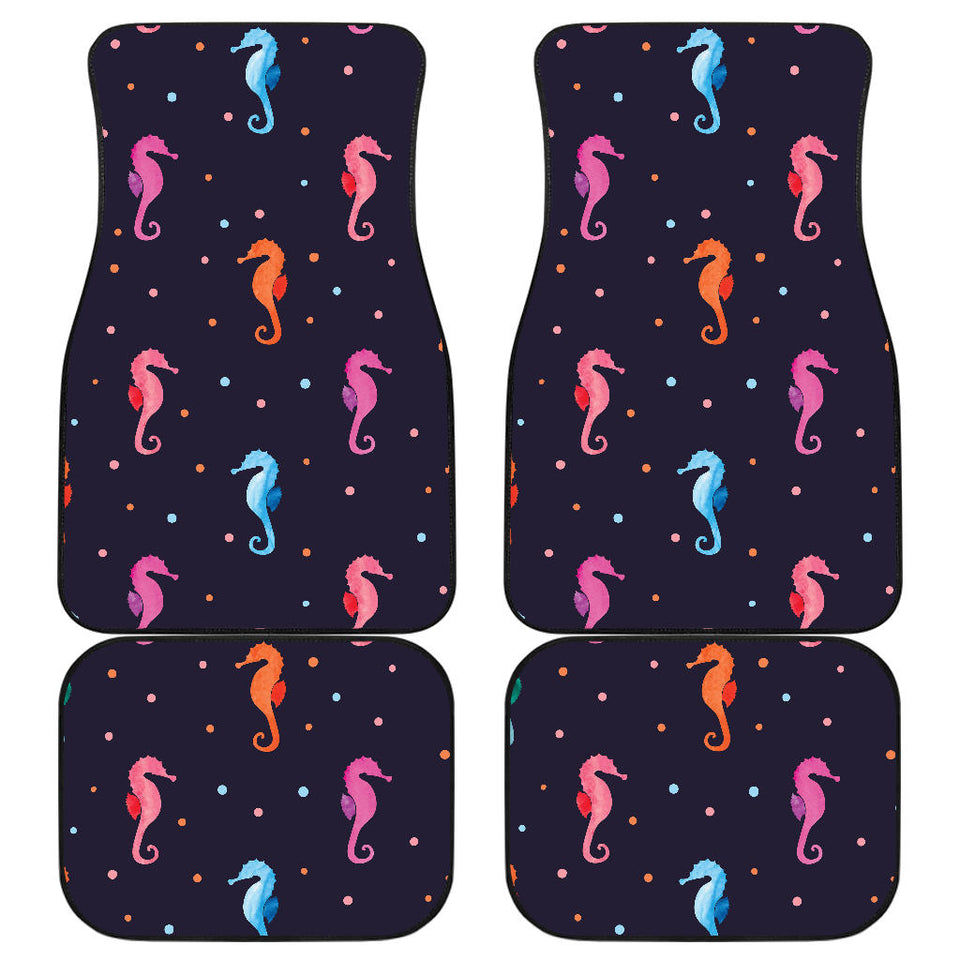 Watercolor Colorful Seahorse Pattern Front And Back Car Mats