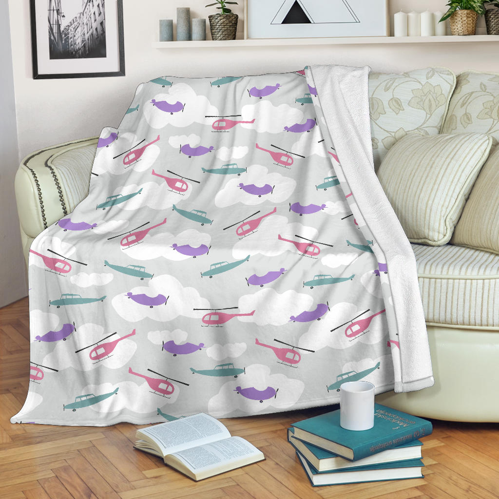 Helicopter Plane Pattern Premium Blanket