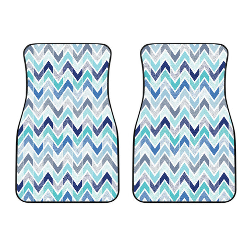 Zigzag  Chevron Blue Pattern Front Car Mats
