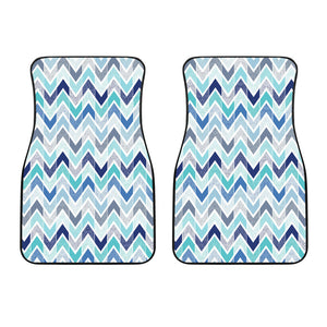 Zigzag  Chevron Blue Pattern Front Car Mats