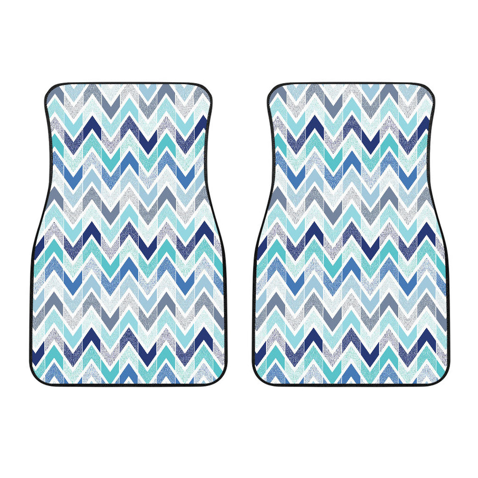 Zigzag  Chevron Blue Pattern Front Car Mats