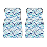 Zigzag  Chevron Blue Pattern Front Car Mats