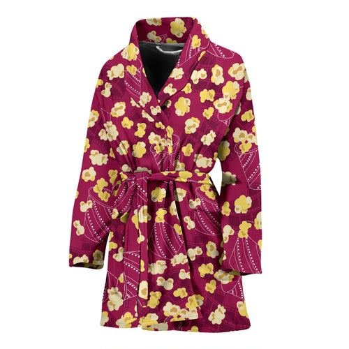 Popcorn Pattern Print Design 02 Women's Bathrobe