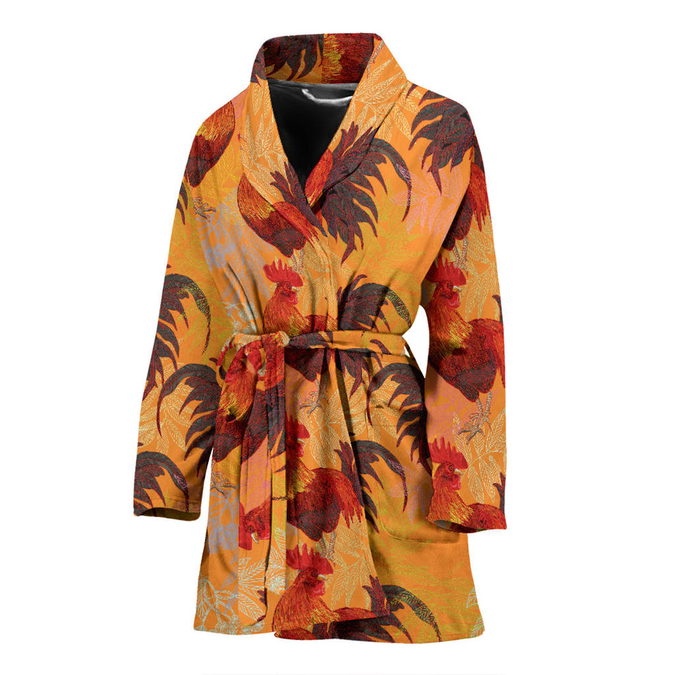 Red Rooster Chicken Cock Pattern Women'S Bathrobe