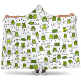 Sketch Funny Frog Pattern Hooded Blanket