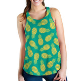Pineapples pattern green background Women Racerback Tank Top