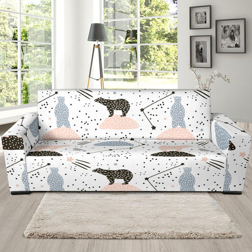 Polar Bears Star Poka Dot Pattern Sofa Slipcover
