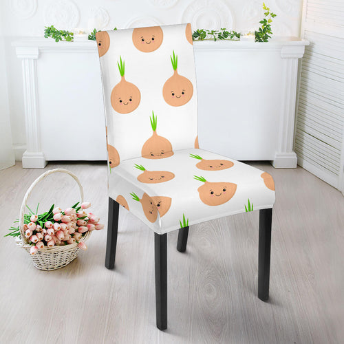 Cute Onions Smiling Faces Dining Chair Slipcover