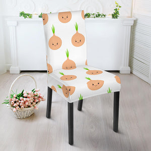 Cute Onions Smiling Faces Dining Chair Slipcover