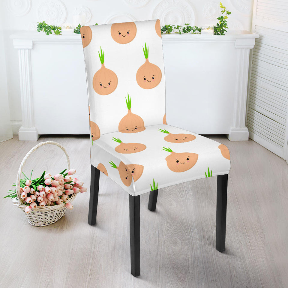 Cute Onions Smiling Faces Dining Chair Slipcover