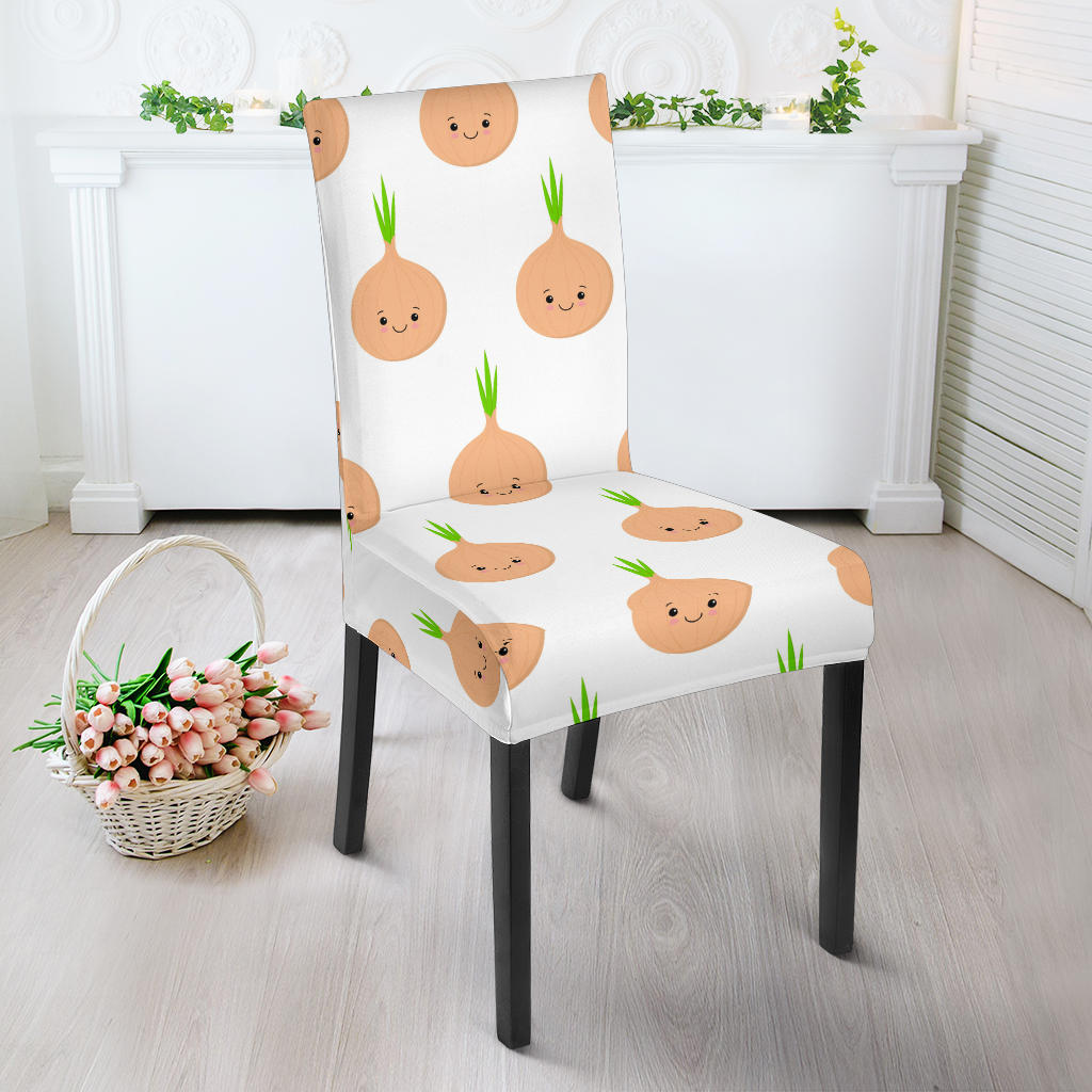 Cute Onions Smiling Faces Dining Chair Slipcover