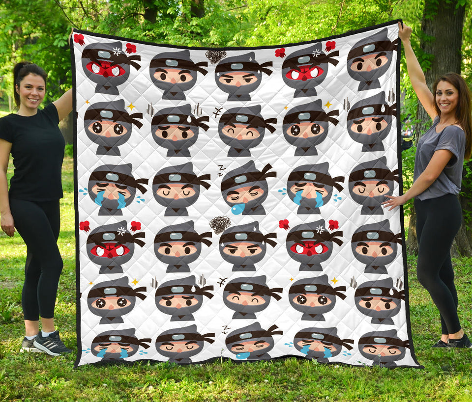 Cute Ninja Design Pattern Premium Quilt
