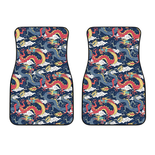 Blue Red Dragon Cloud Pattern Front Car Mats