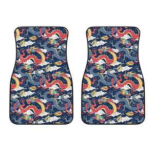 Blue Red Dragon Cloud Pattern Front Car Mats