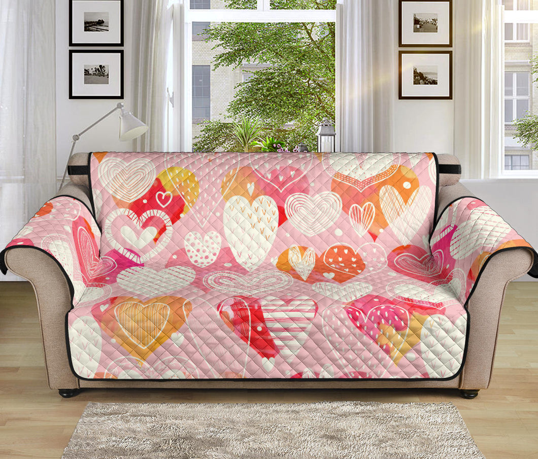 Hand drawn heart design pattern Sofa Cover Protector