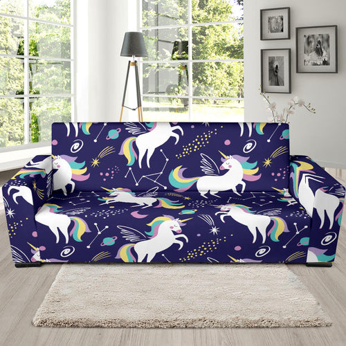 Hand Drawn Cute Unicorn Star Planet Sofa Slipcover