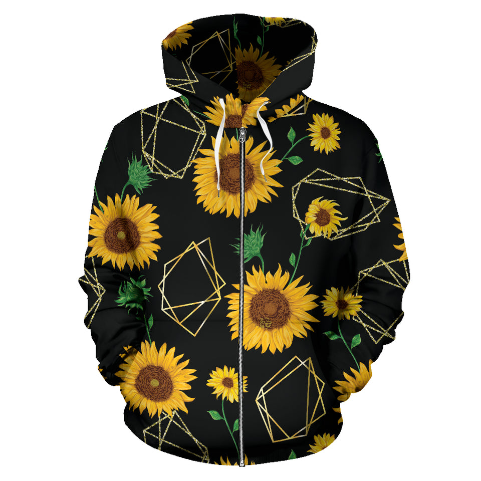 Sunflower Golden Polygonal Shapes Zip Up Hoodie