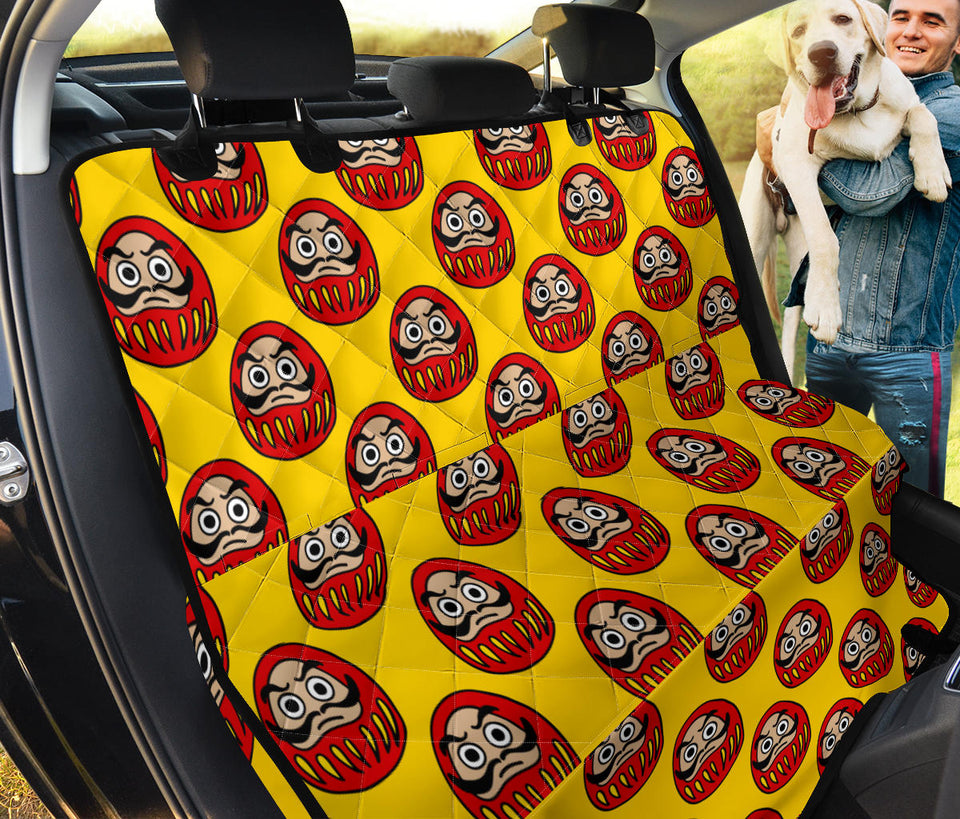 Daruma Japanese Wooden Doll Yellow Background Dog Car Seat Covers