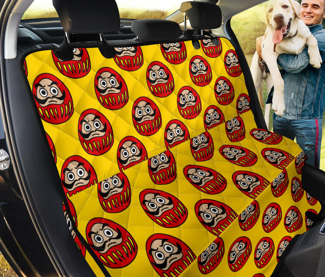 Daruma Japanese Wooden Doll Yellow Background Dog Car Seat Covers