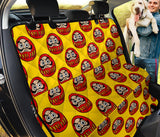 Daruma Japanese Wooden Doll Yellow Background Dog Car Seat Covers