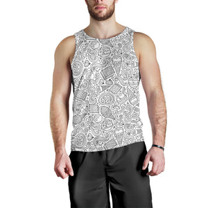 Cartoon hand drawn ice cream black white Men Tank Top