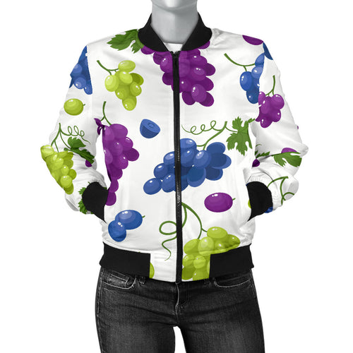 Grape Pattern Women'S Bomber Jacket