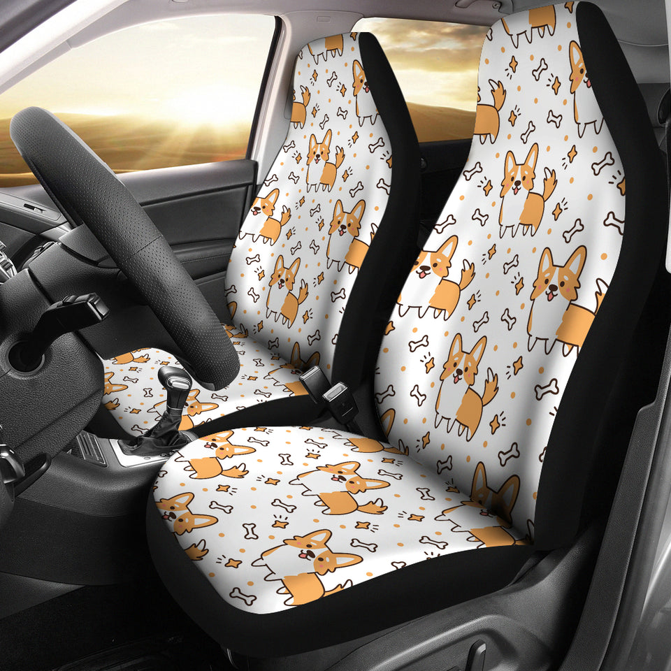 Cute Corgi Heart Star Bone Pattern Universal Fit Car Seat Covers