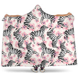Zebra Pink Flower Background Hooded Blanket