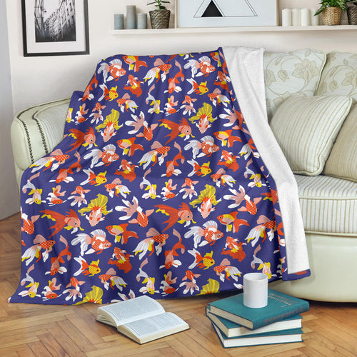 Goldfish Pattern Print Design 04 Premium Blanket