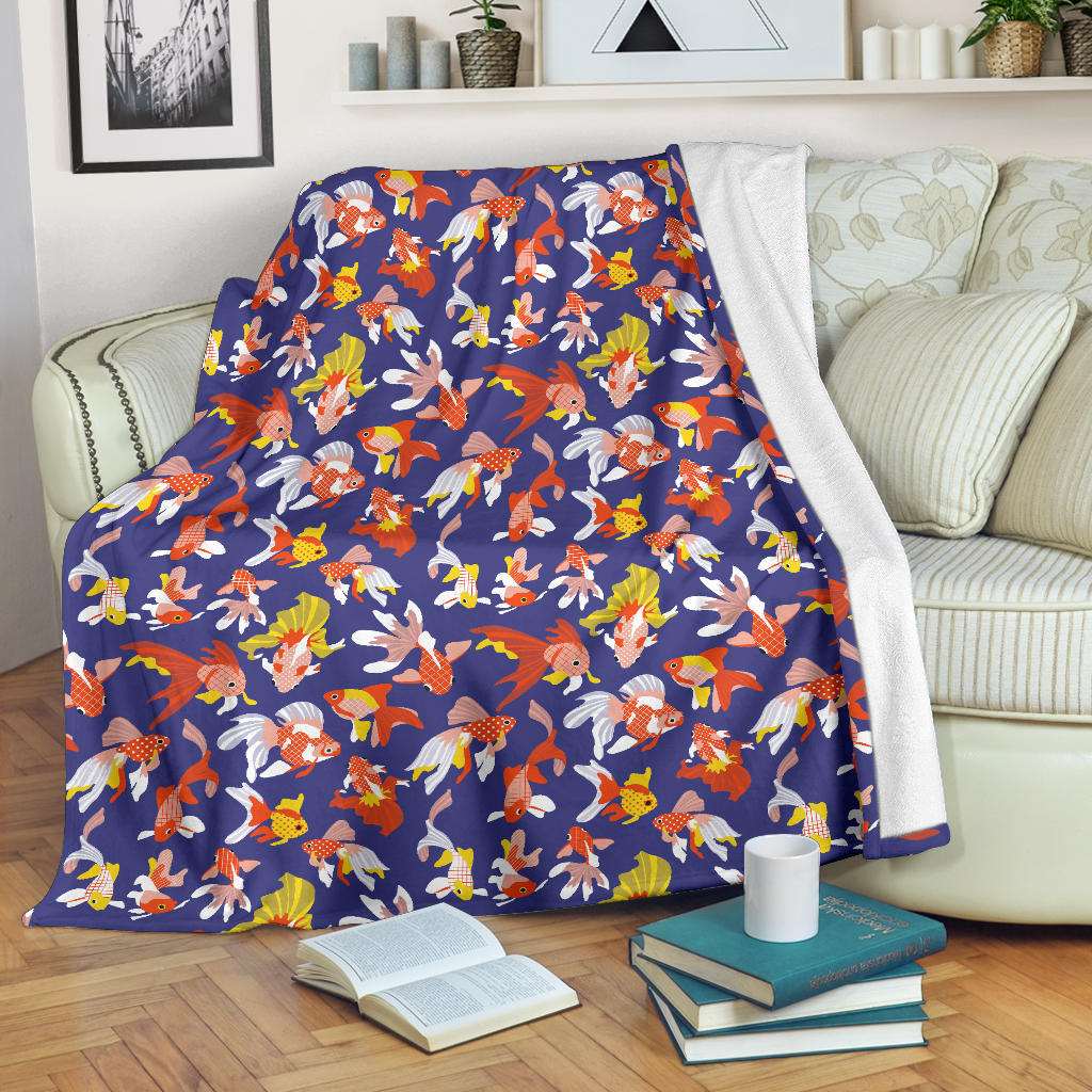 Goldfish Pattern Print Design 04 Premium Blanket