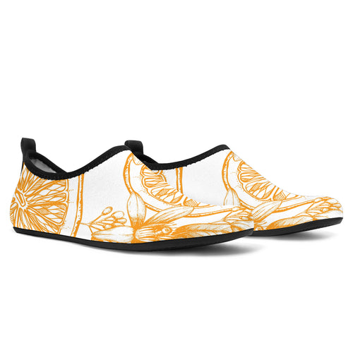 Hand Drawn Orange Fruit Pattern Aqua Shoes