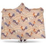Cute Rooster Chicken Cock Floral Ornament Background Hooded Blanket