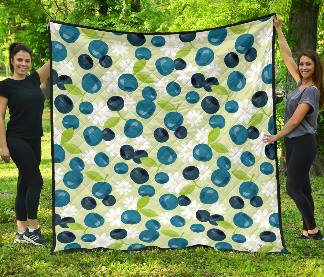 Blueberry Flower Pattern Premium Quilt