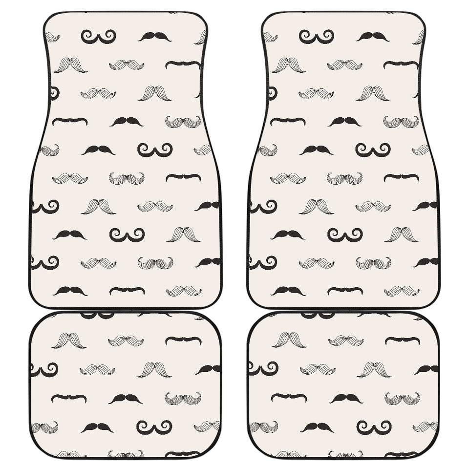 Mustache Beard Pattern Print Design 05 Front and Back Car Mats