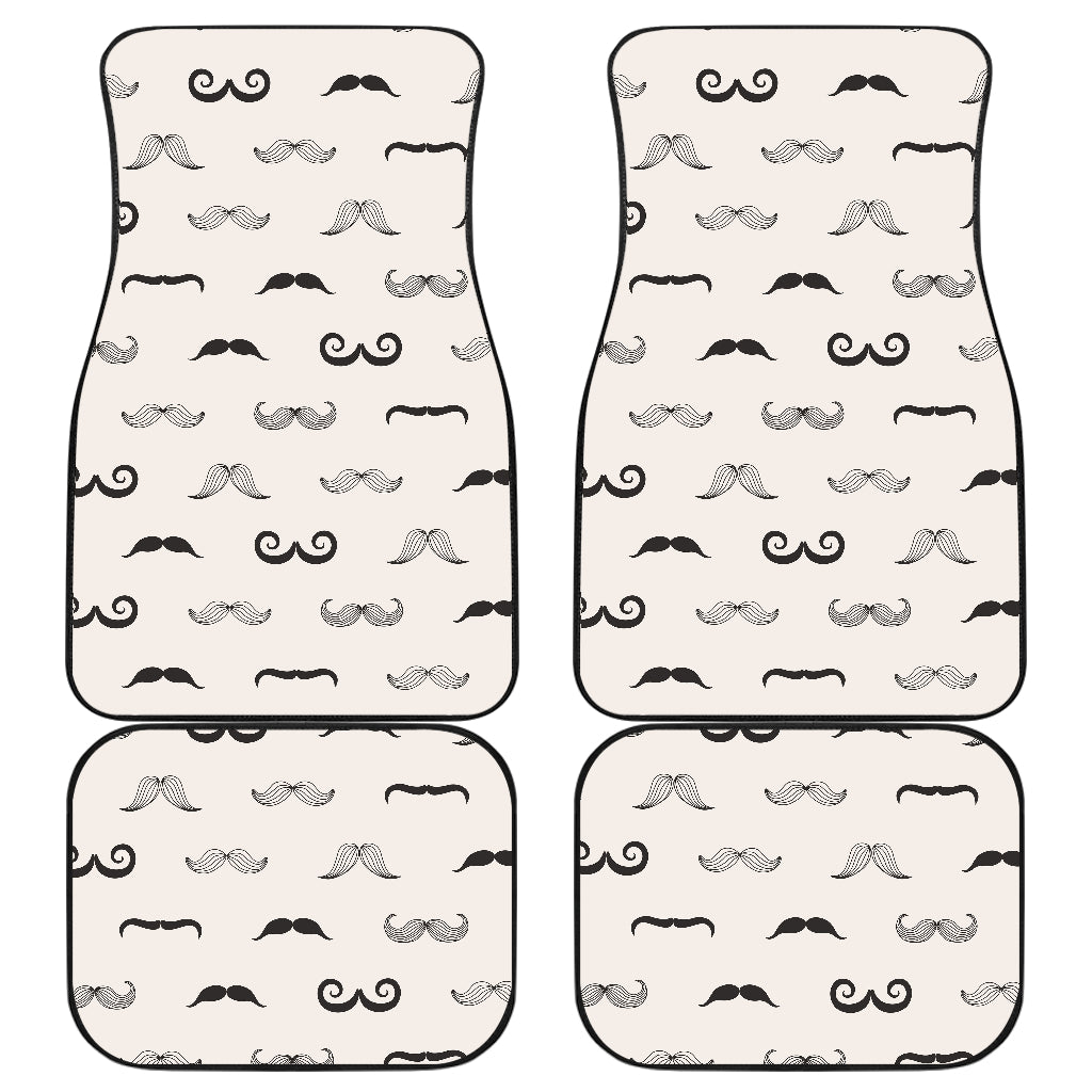 Mustache Beard Pattern Print Design 05 Front and Back Car Mats