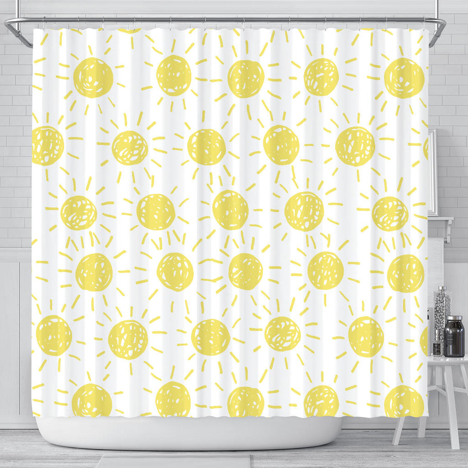 Hand Drawn Sun Pattern Shower Curtain Fulfilled In US