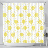 Hand Drawn Sun Pattern Shower Curtain Fulfilled In US