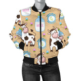 Cow Bottle Of Milk Pattern Women'S Bomber Jacket