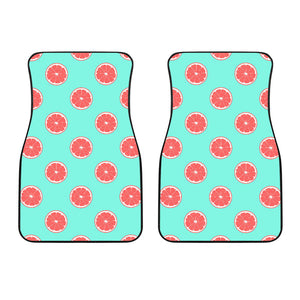Grapefruit Green Background Front Car Mats