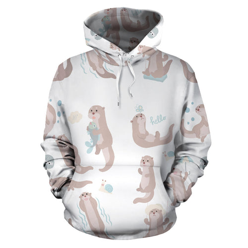 Cute Sea Otters Pattern Men Women Pullover Hoodie