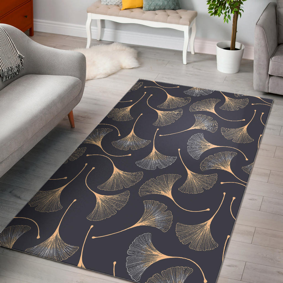 Gold Ginkgo Leaves Area Rug