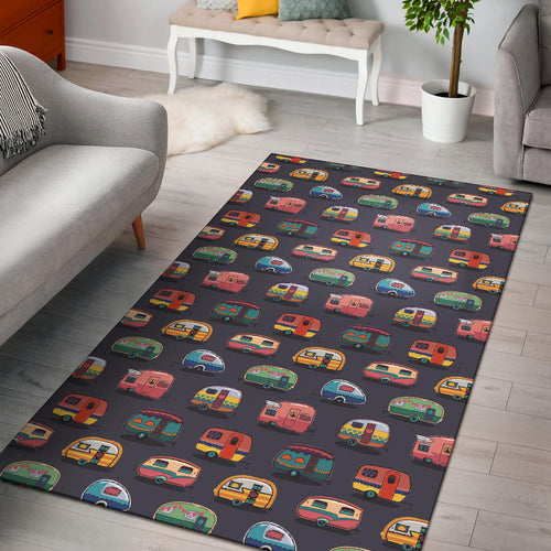 Camper Van Pattern Print Design 02 Area Rug