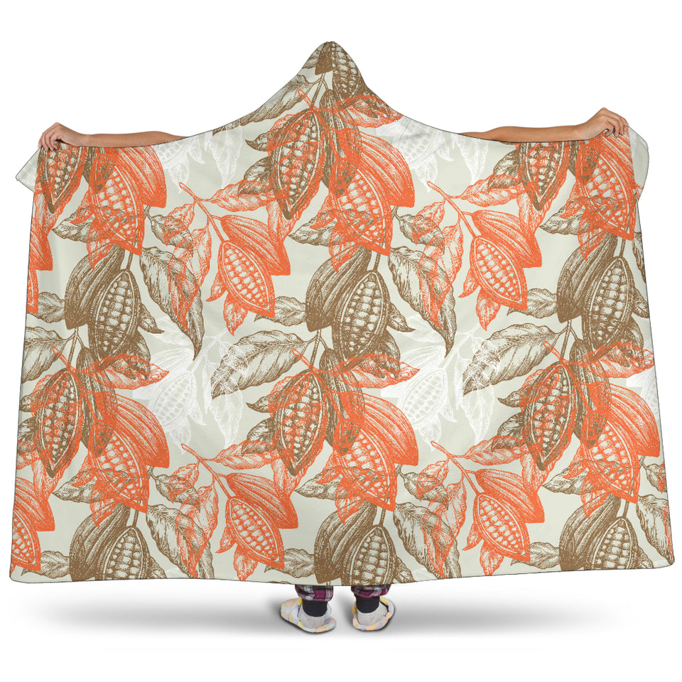 Cocoa Beans Cocoa Tree Pattern Hooded Blanket