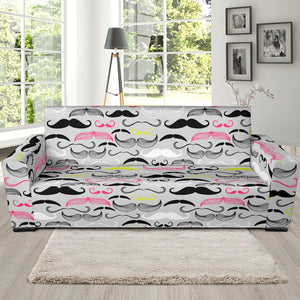 Mustache Beard Pattern Print Design 02 Sofa Slipcover