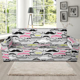 Mustache Beard Pattern Print Design 02 Sofa Slipcover