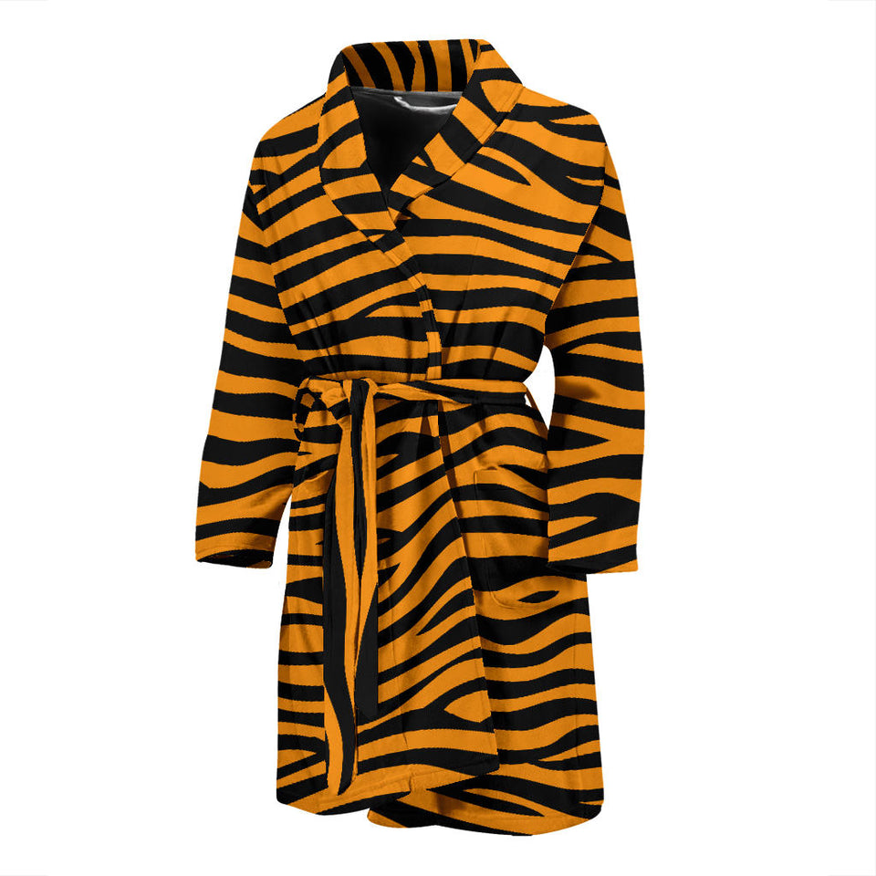 Bengal Tigers Skin Print Pattern Background Men'S Bathrobe