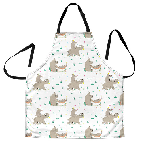 Cute Rhino Pattern Background Adjustable Apron
