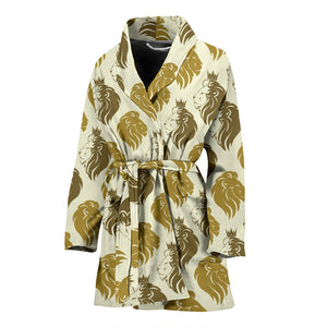 Lion Pattern Print Design 02 Women's Bathrobe