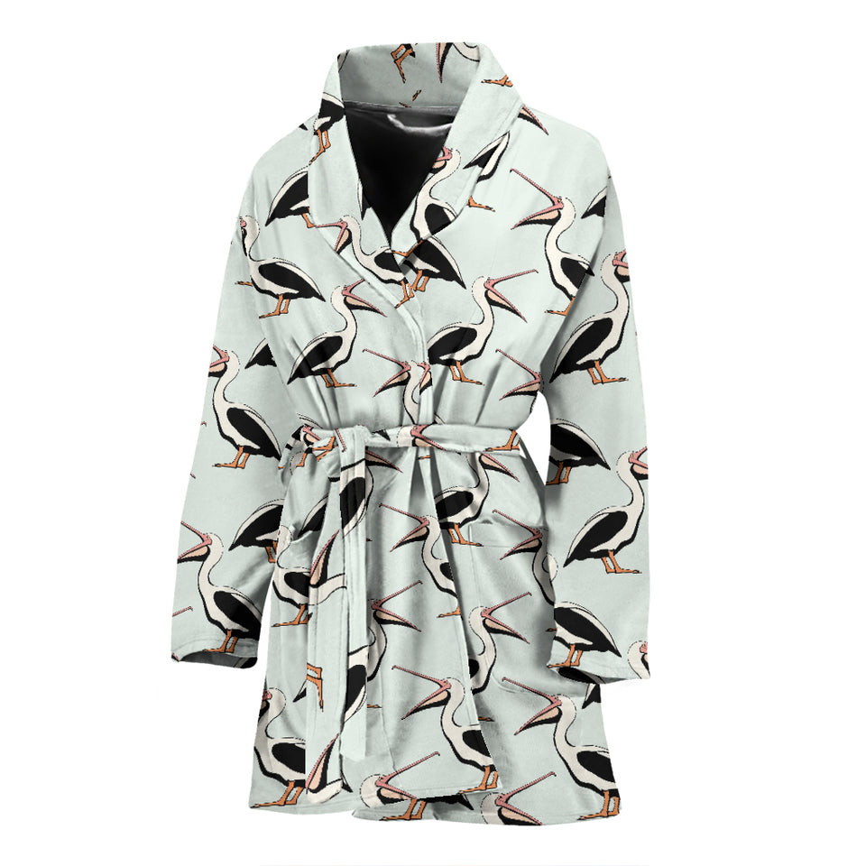 Pelican Pattern Print Design 02 Women's Bathrobe